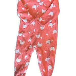 Carter's Child of Mine 12M Baby Girl Coral Chicken Fleece Footed Pajamas
